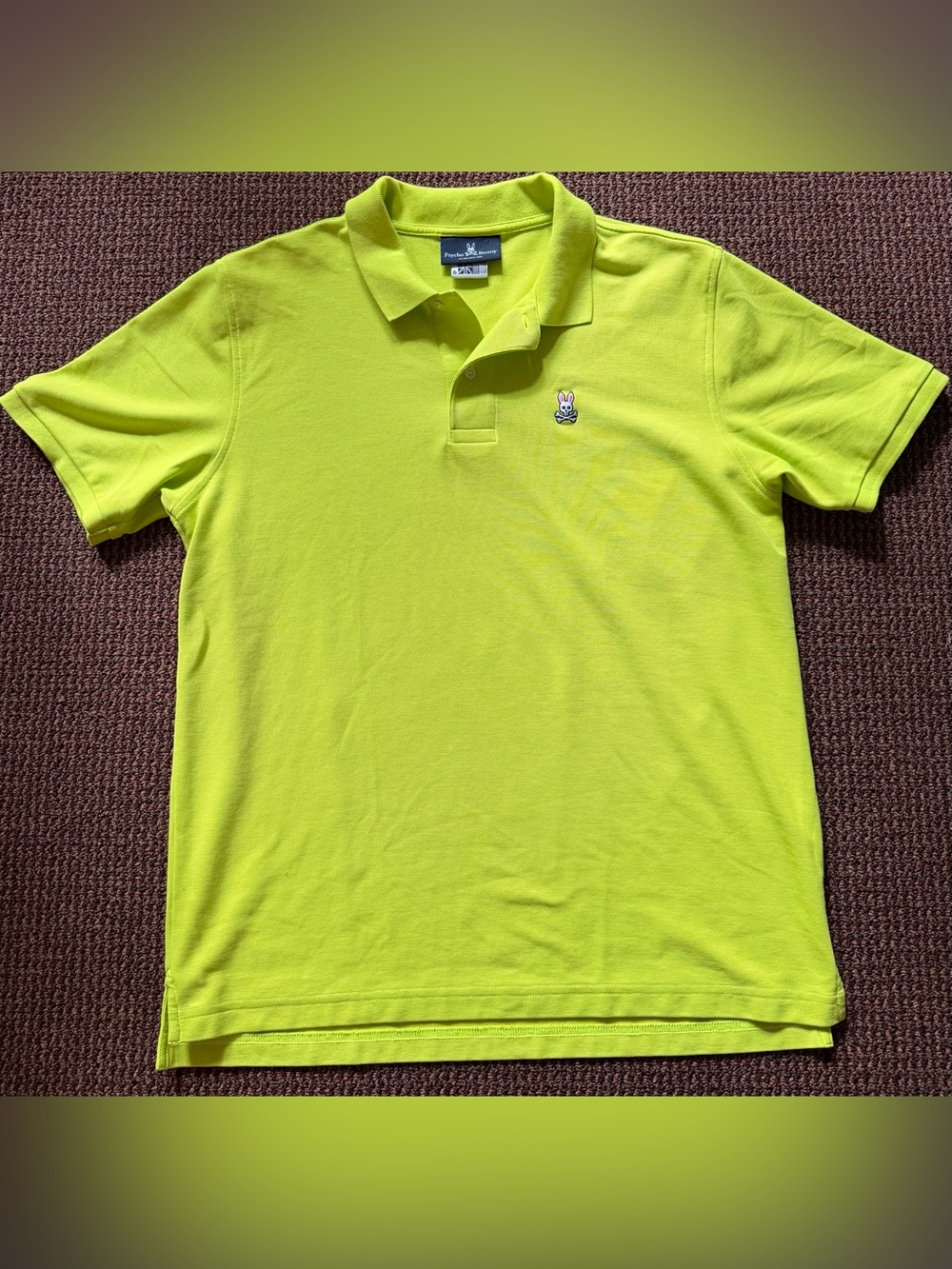 Psycho Bunny Neon Lime Green Classic Pique Men’s Polo Size L (6)